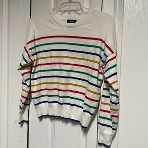 Forever 21 Rainbow 🌈 stripe crew neck pull down sweater Size S